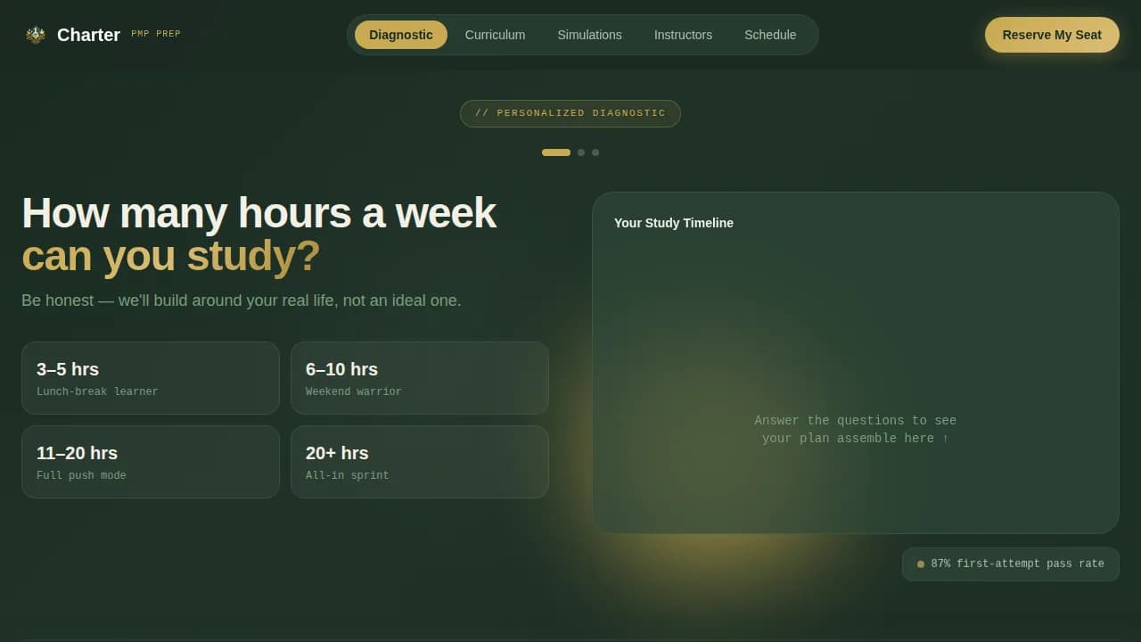 Charter - Precision PMP Exam Prep Landing Page Template