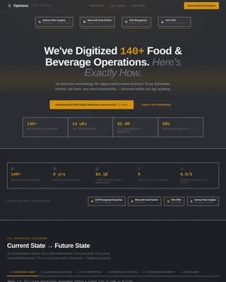 Optimize - Precision F&B Digital Transformation Comparison Landing Page Template
