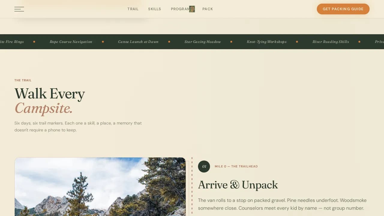 Summer Camp & Outdoor Program Professional Website Template