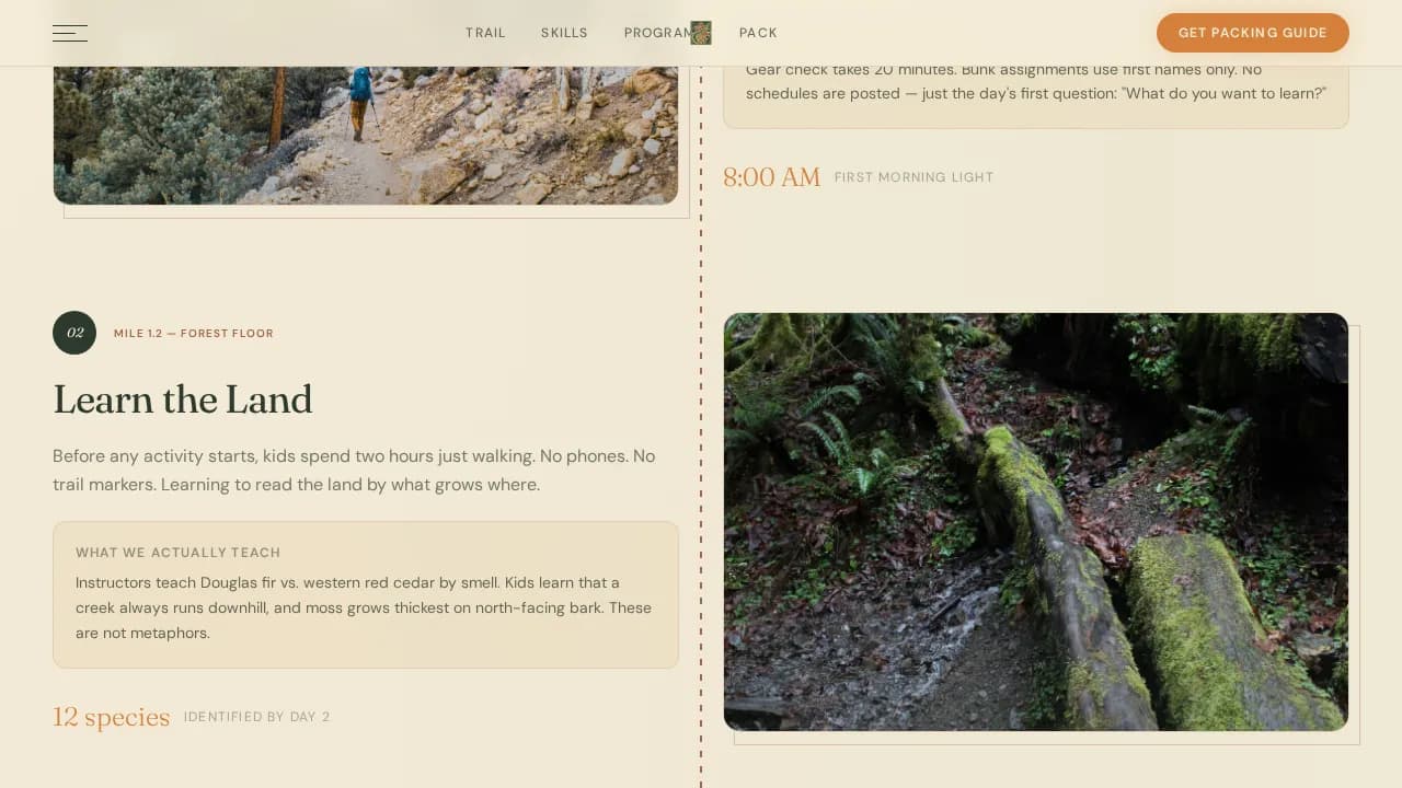 Summer Camp & Outdoor Program Professional Website Template