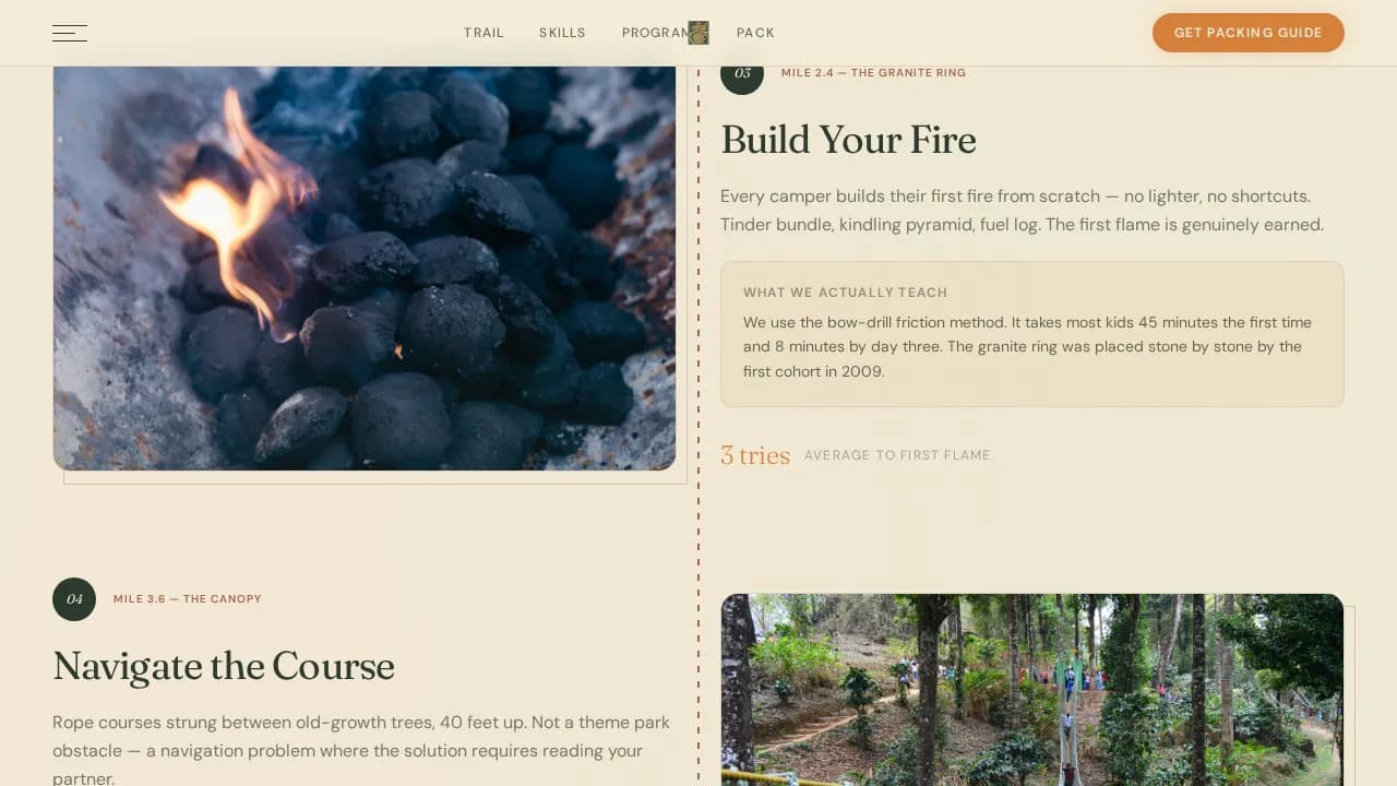 Summer Camp & Outdoor Program Professional Website Template