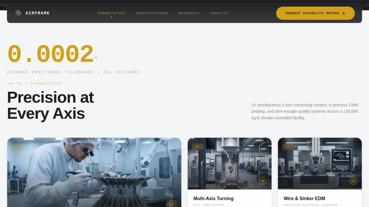 Construct — Expert Aerospace Fabrication Landing Page Template