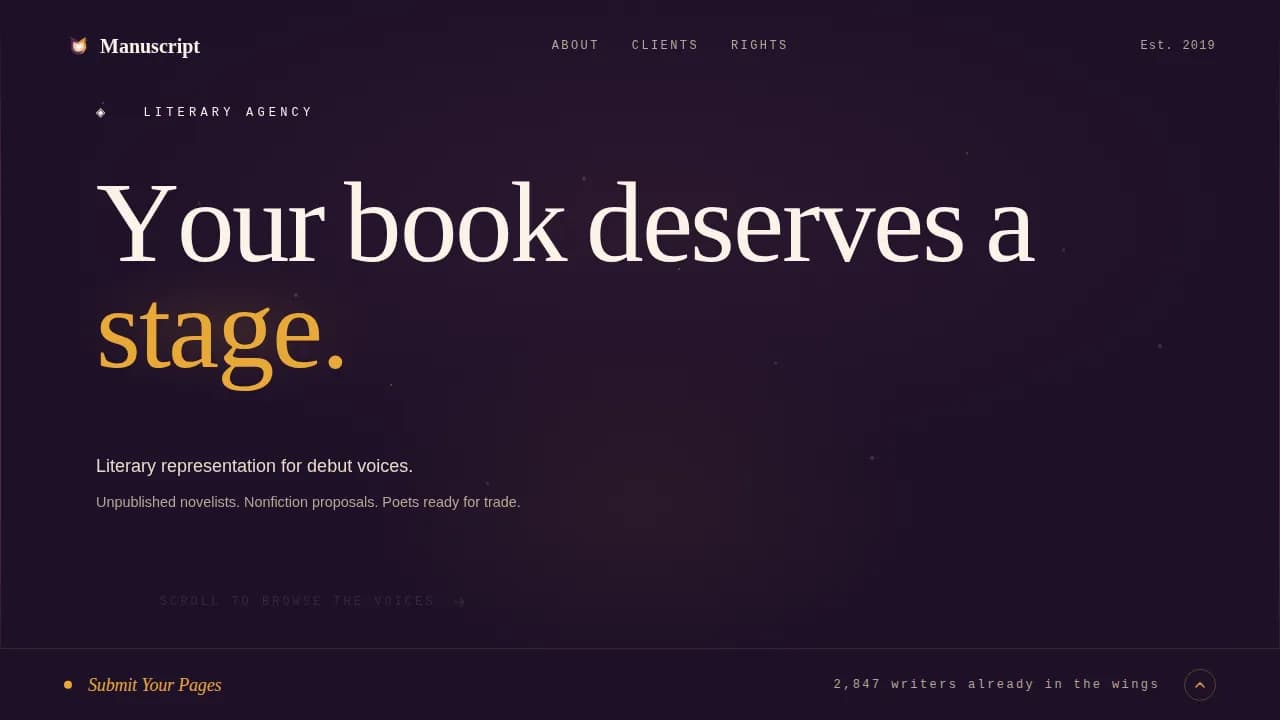 Represent — Acclaimed Literary Representation Landing Page Template