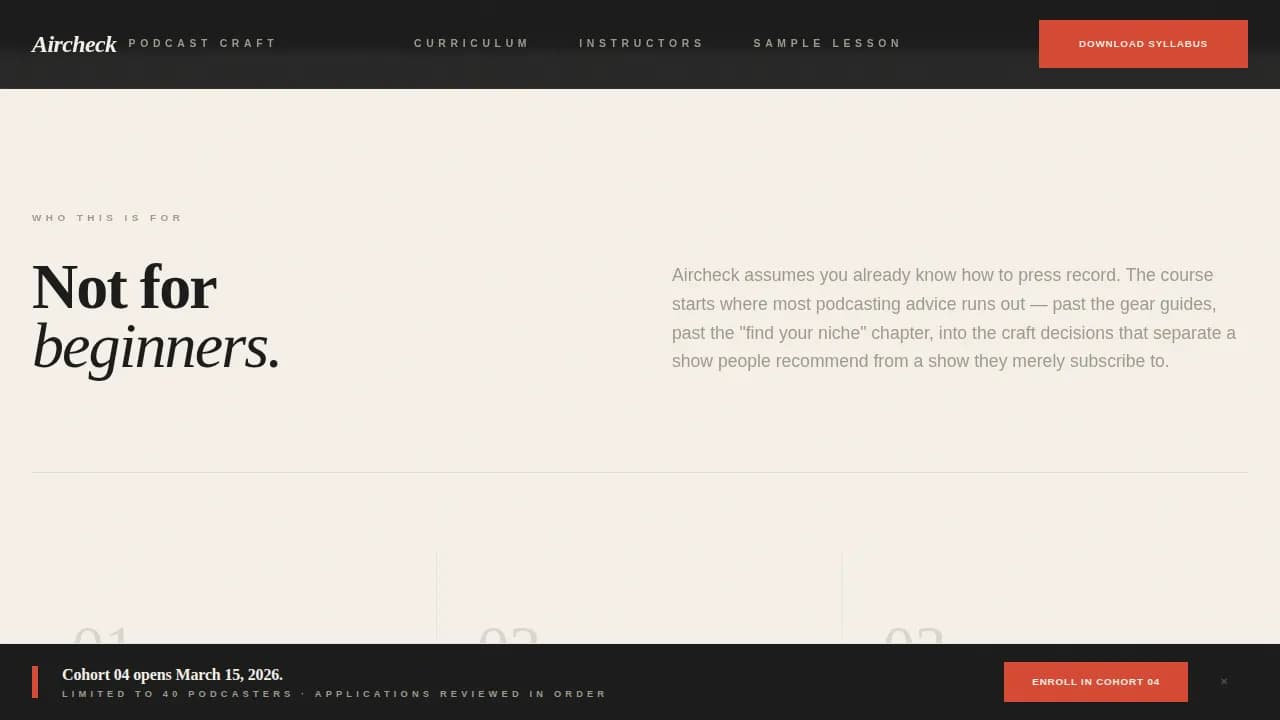 Broadcast — Professional Podcast Mastery Landing Page Template