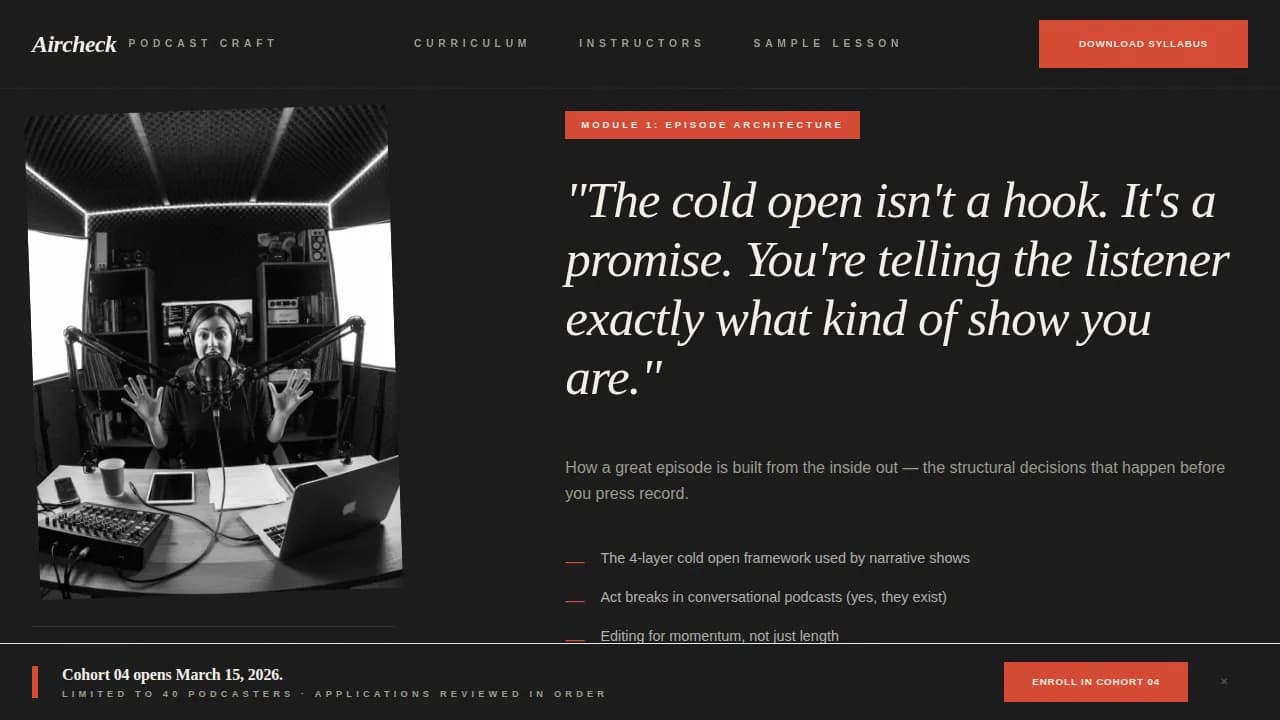 Broadcast — Professional Podcast Mastery Landing Page Template
