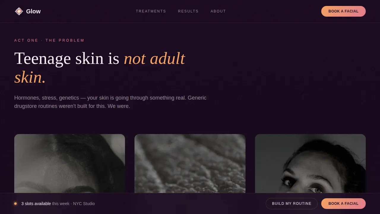 Radiance — Premium Adolescent Skincare Landing Page Template