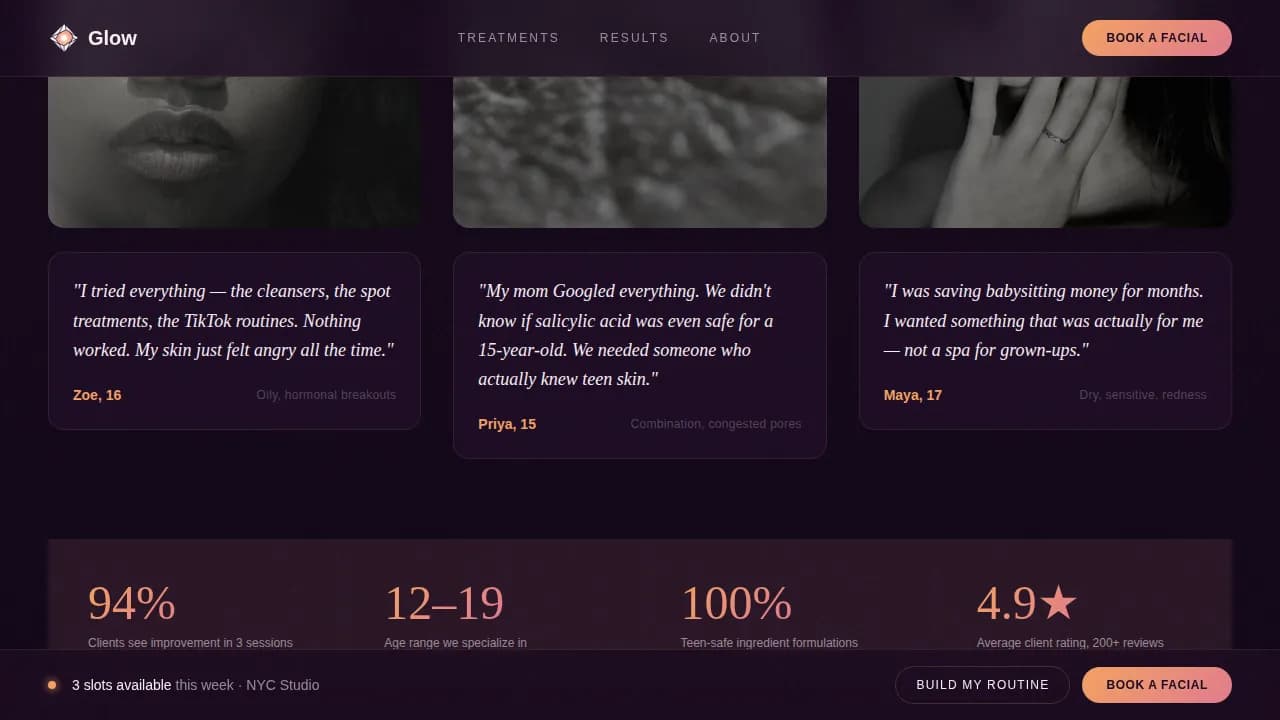 Radiance — Premium Adolescent Skincare Landing Page Template