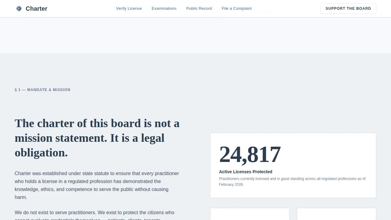 Credential — Authority Licensing Board Landing Page Template