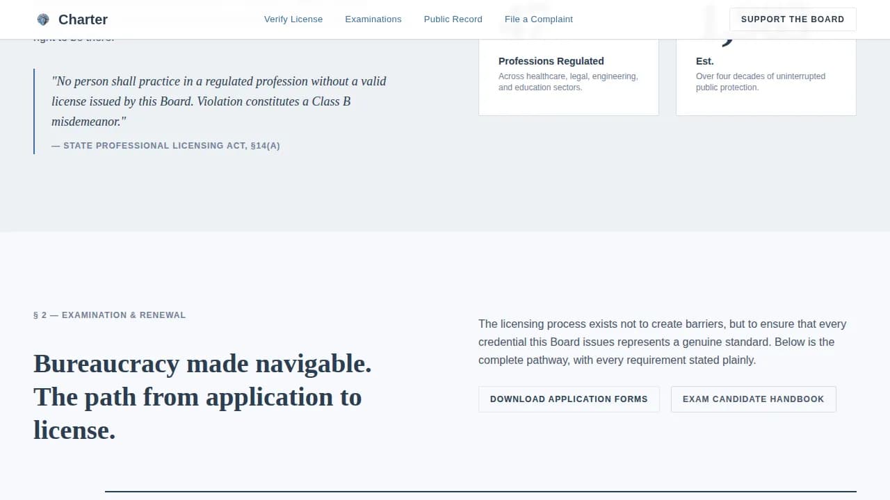 Credential — Authority Licensing Board Landing Page Template