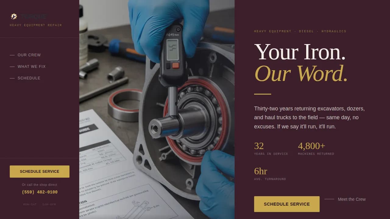 Powershift — Industrial Equipment Landing Page Template