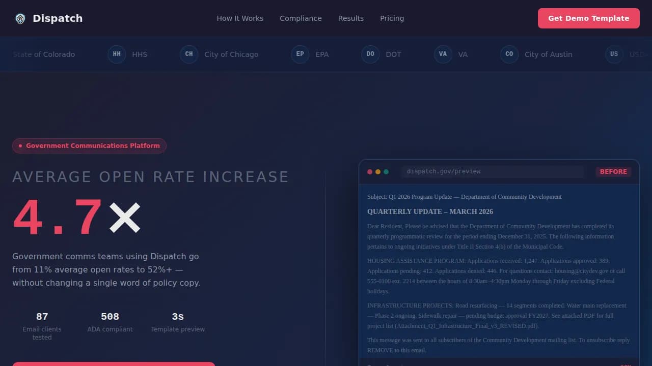 Momentum — Rapid Government Updates Landing Page Template