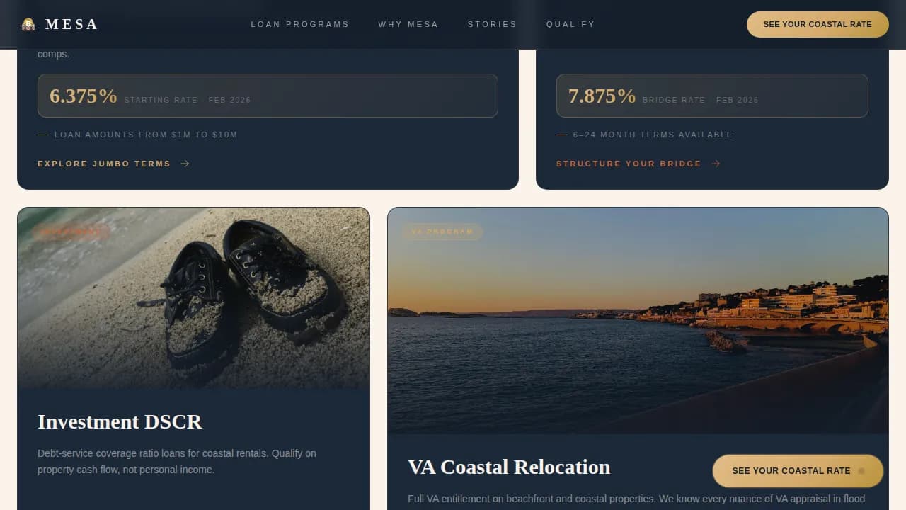 Mesa — Coastal Mortgage Broker Landing Page Template