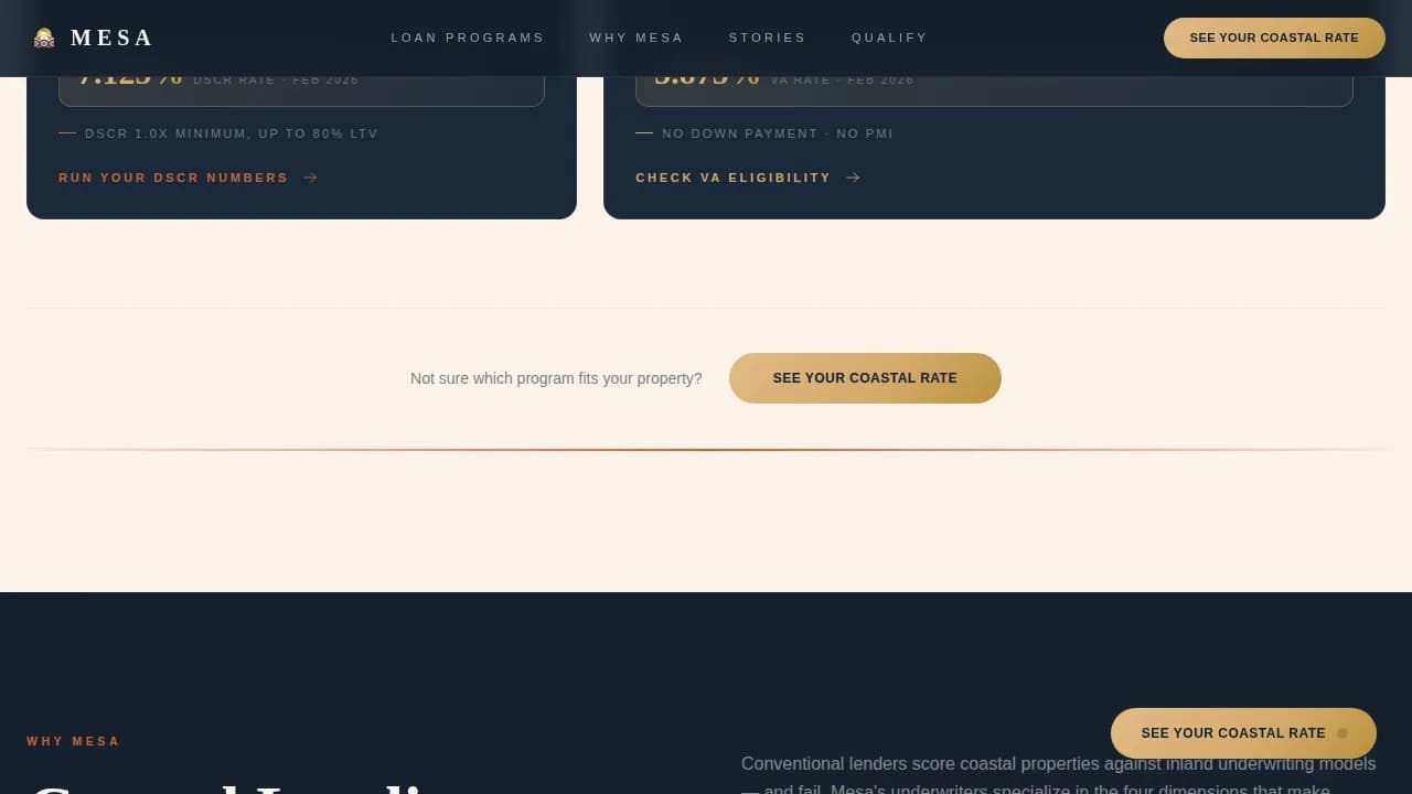 Mesa — Coastal Mortgage Broker Landing Page Template