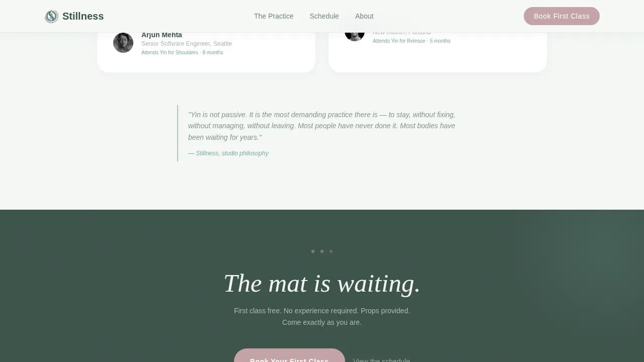 Tranquil — Restorative Yin Yoga Landing Page Template