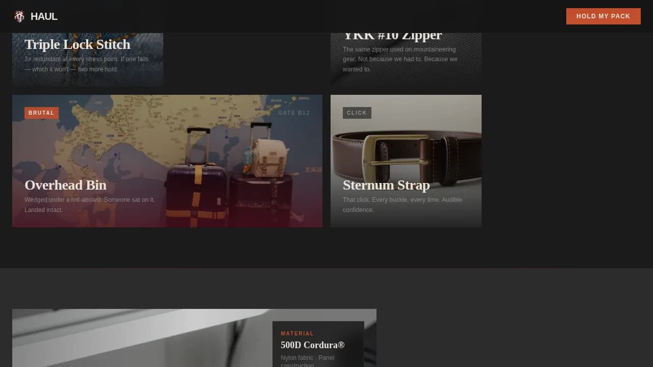 Trek — Rugged Minimalist Backpack Landing Page Template