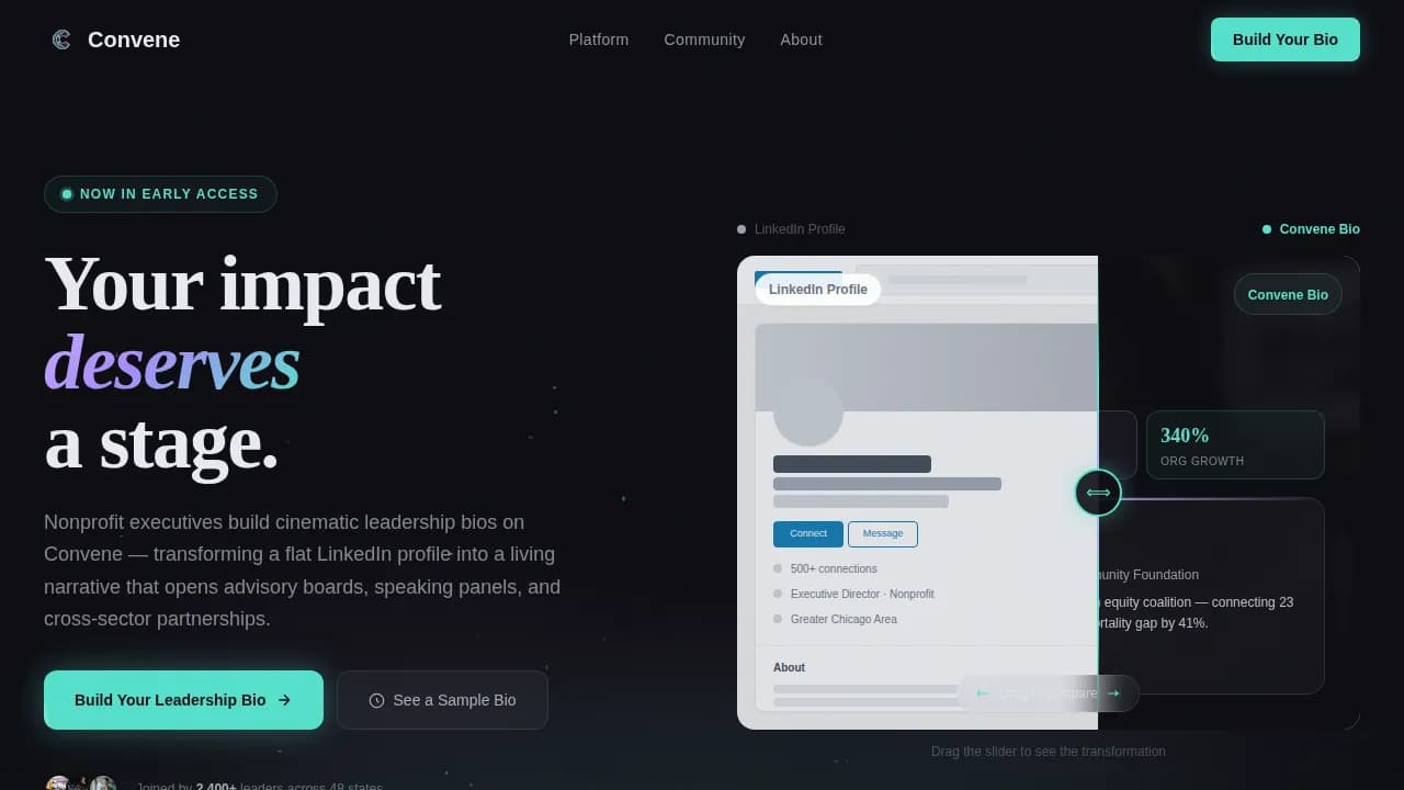 Network — Visionary Nonprofit Leadership Landing Page Template