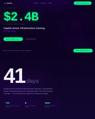 Post-Funding Startup Tactical Operations Consulting Website Template