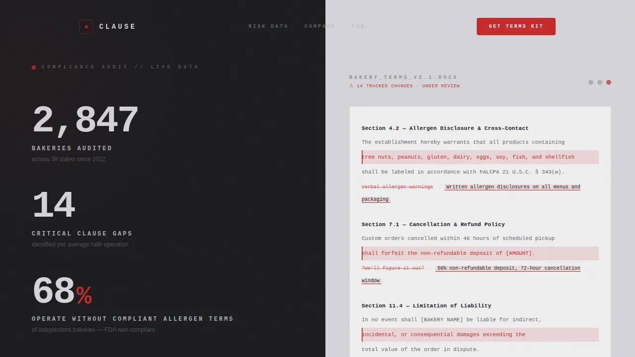 Terms — Smart Bakery Agreement Landing Page Template