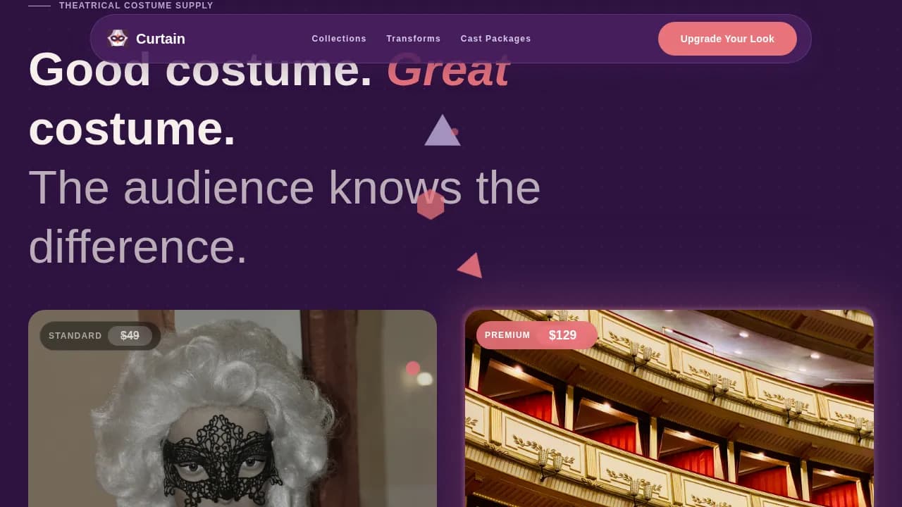 Stage — Immersive Performance Costume Landing Page Template