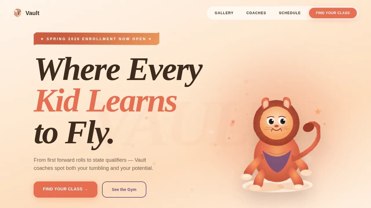 Soar — Dynamic Gymnastics Academy Landing Page Template