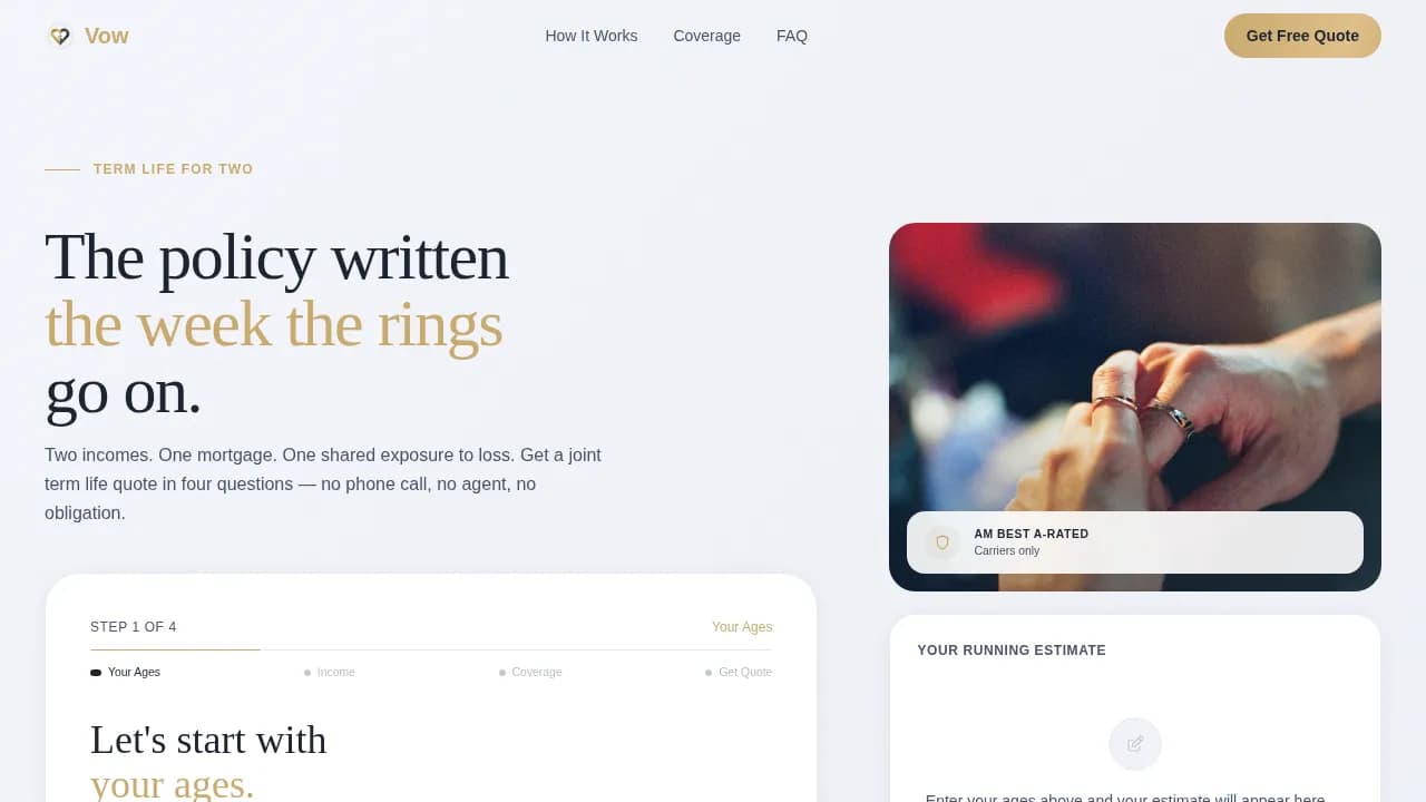 Unite — Assured Newlywed Coverage Landing Page Template