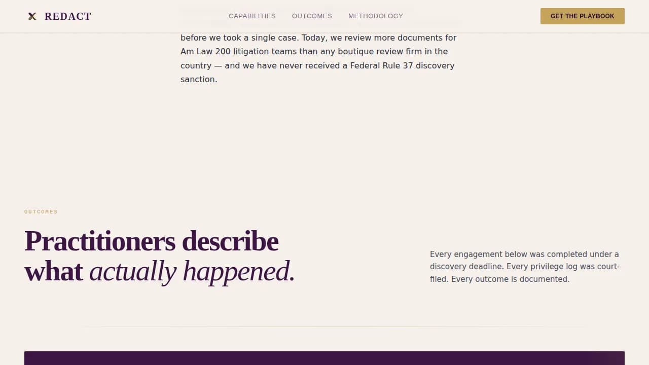 Redact - Defensible Discovery Excellence Landing Page Template