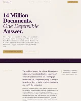 Redact - Defensible Discovery Excellence Landing Page Template