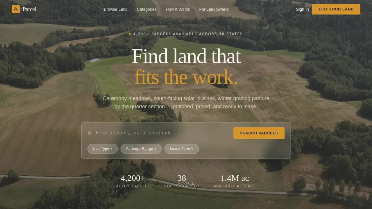 Terrain — Exclusive Acreage Leasing Landing Page Template