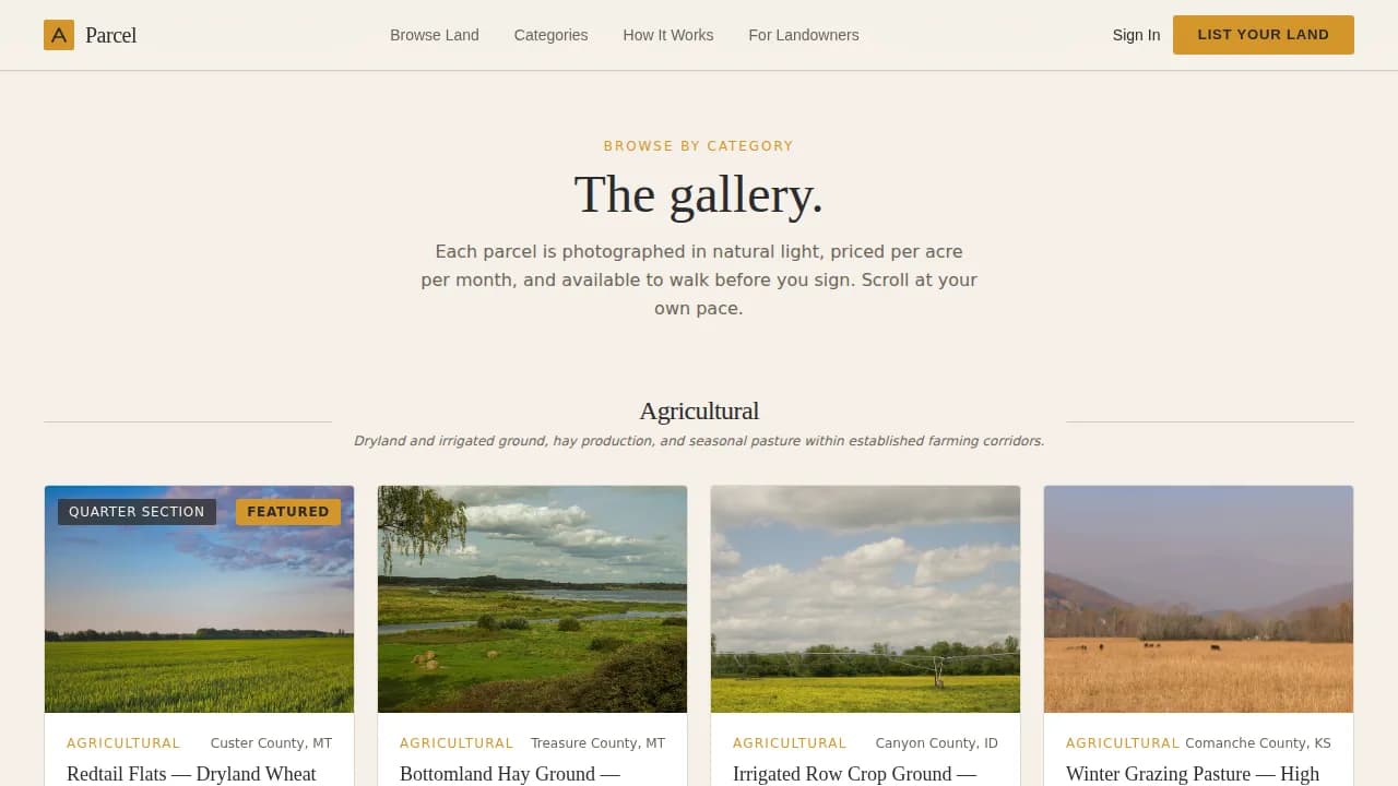 Terrain — Exclusive Acreage Leasing Landing Page Template