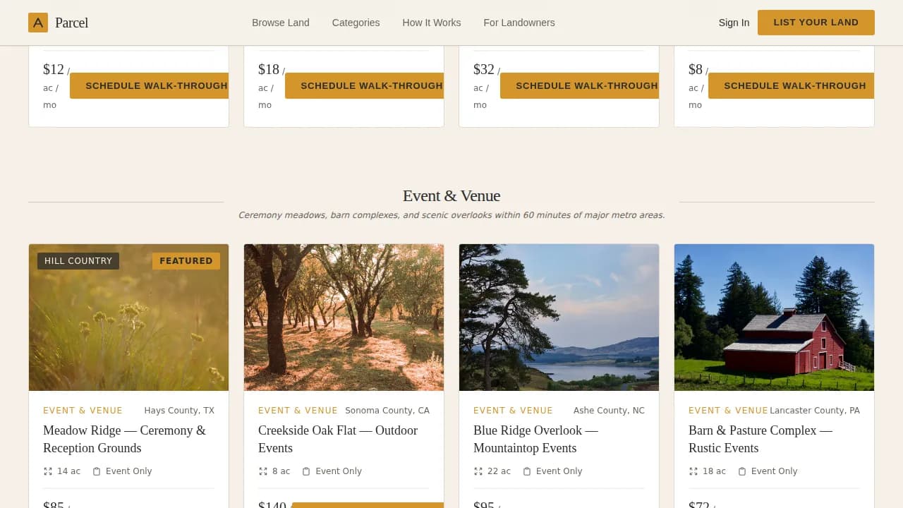 Terrain — Exclusive Acreage Leasing Landing Page Template