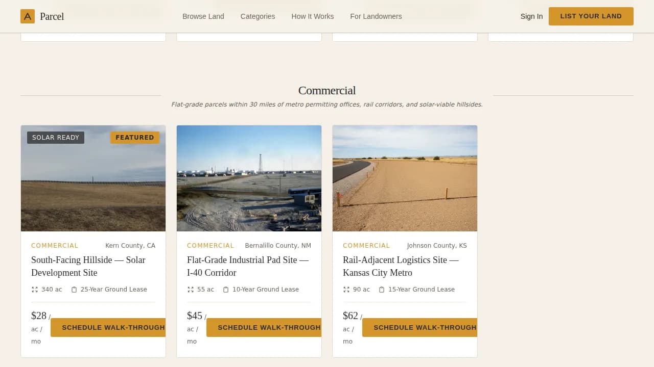 Terrain — Exclusive Acreage Leasing Landing Page Template
