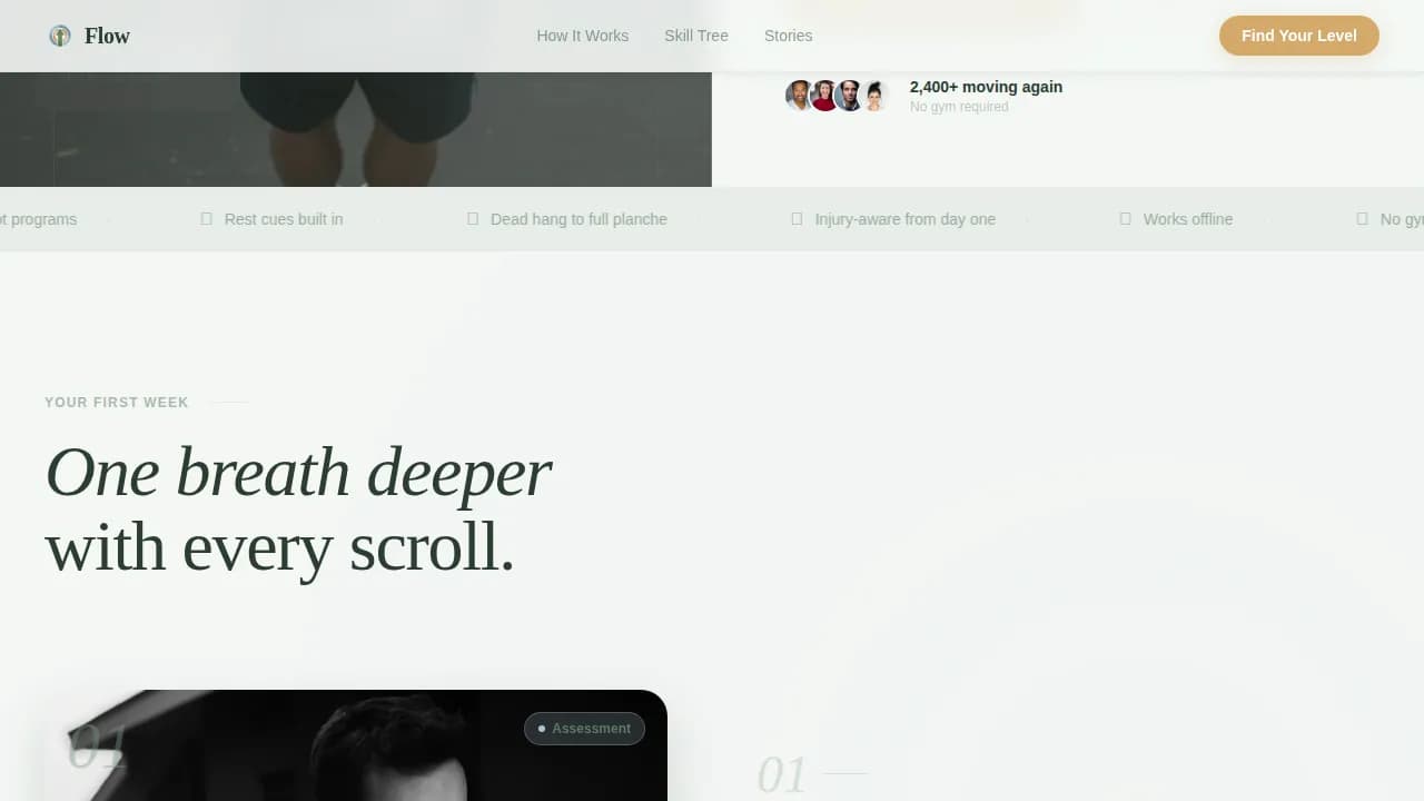 Ascend — Adaptive Bodyweight Fitness App Landing Page Template