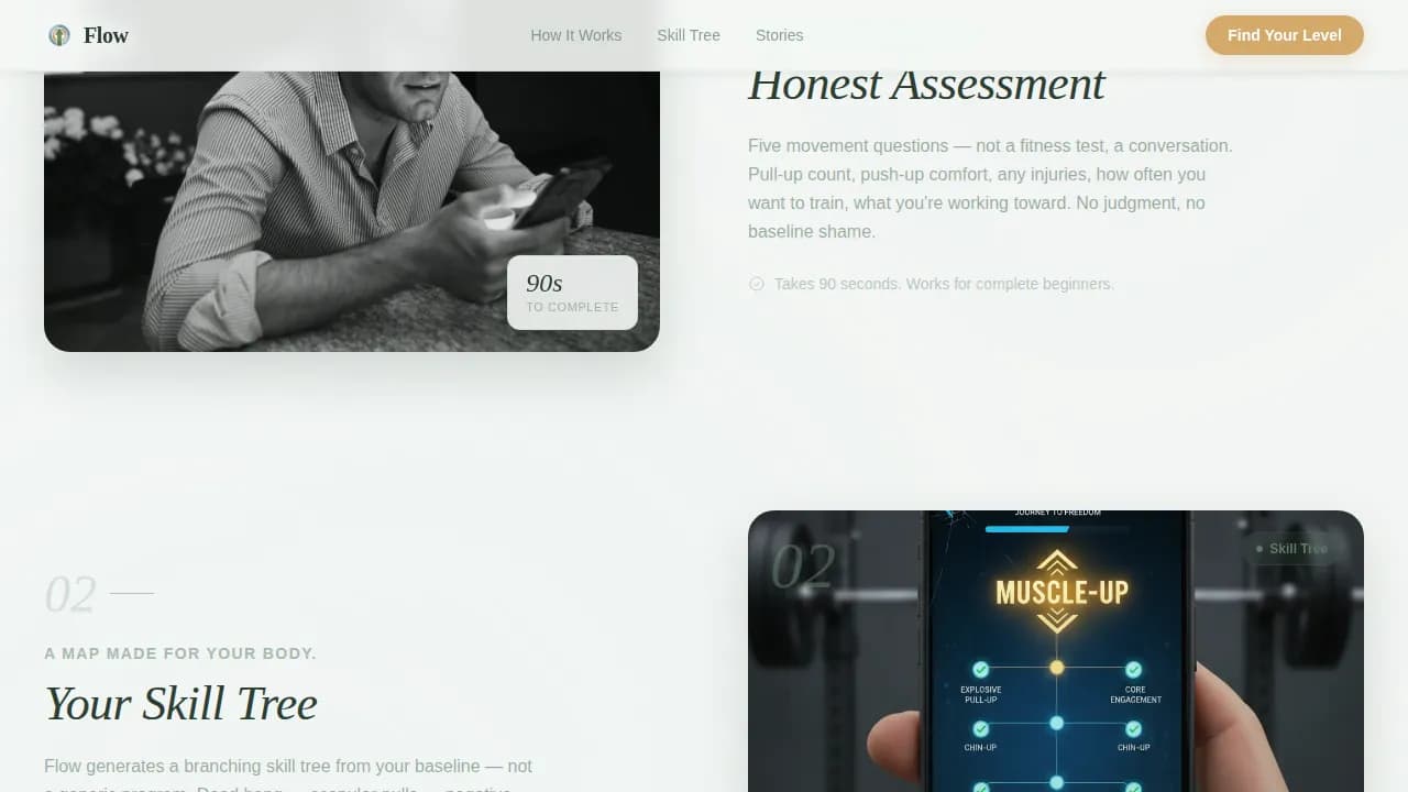 Ascend — Adaptive Bodyweight Fitness App Landing Page Template