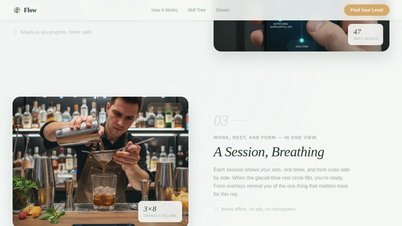 Ascend — Adaptive Bodyweight Fitness App Landing Page Template