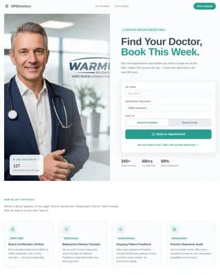 General Practitioner Booking Website Template