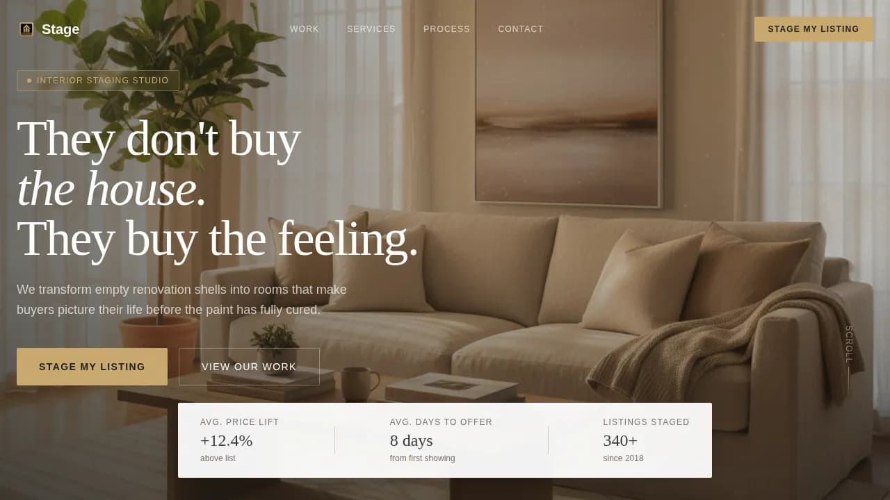 Stage - Aspirational Renovation Staging Landing Page Template