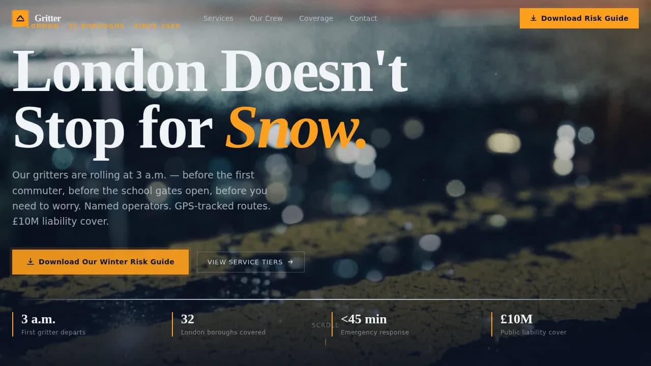Optimize — Winter Maintenance Landing Page Template