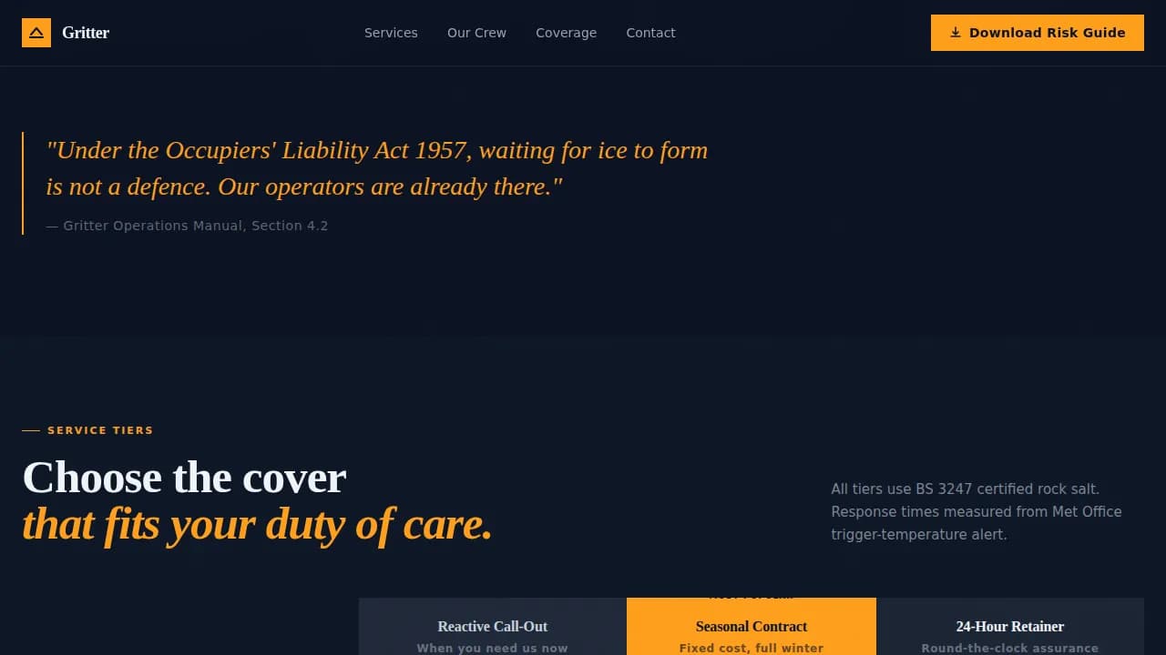 Optimize — Winter Maintenance Landing Page Template
