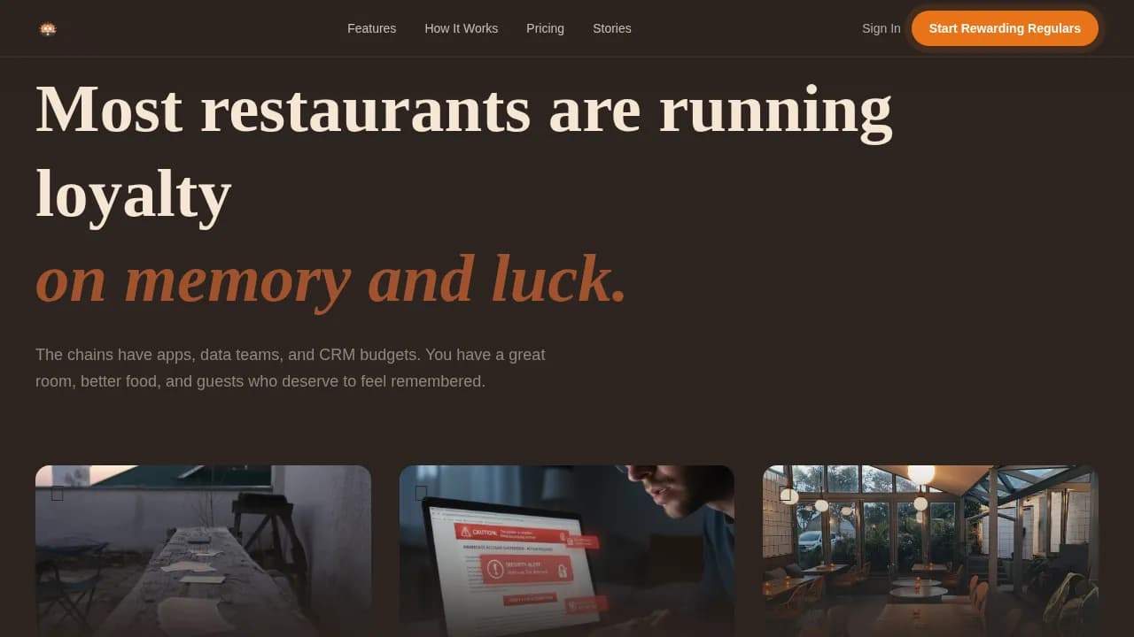 Indulge — Cozy Gourmet Dining Rewards Landing Page Template