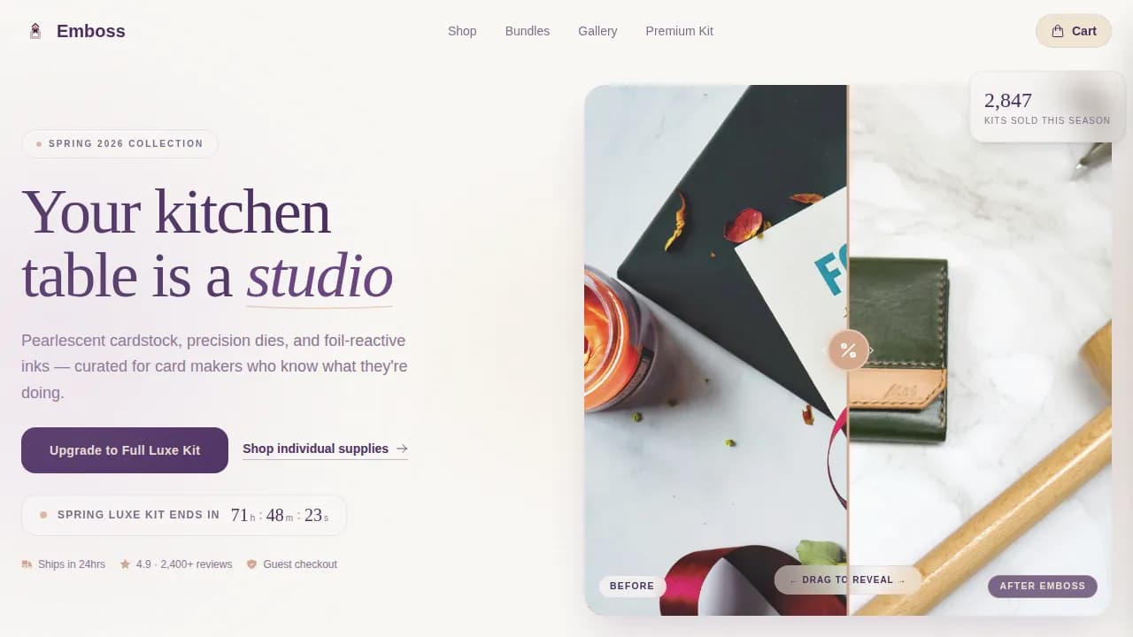 Emboss — Elegant Card Crafting Landing Page Template