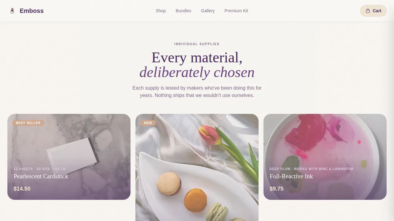 Emboss — Elegant Card Crafting Landing Page Template