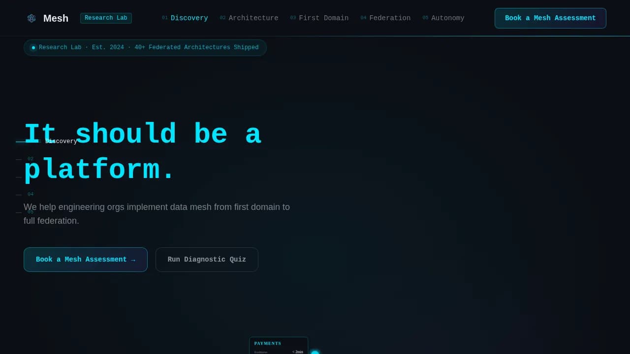 Mesh - Federated Data Architecture Landing Page Template