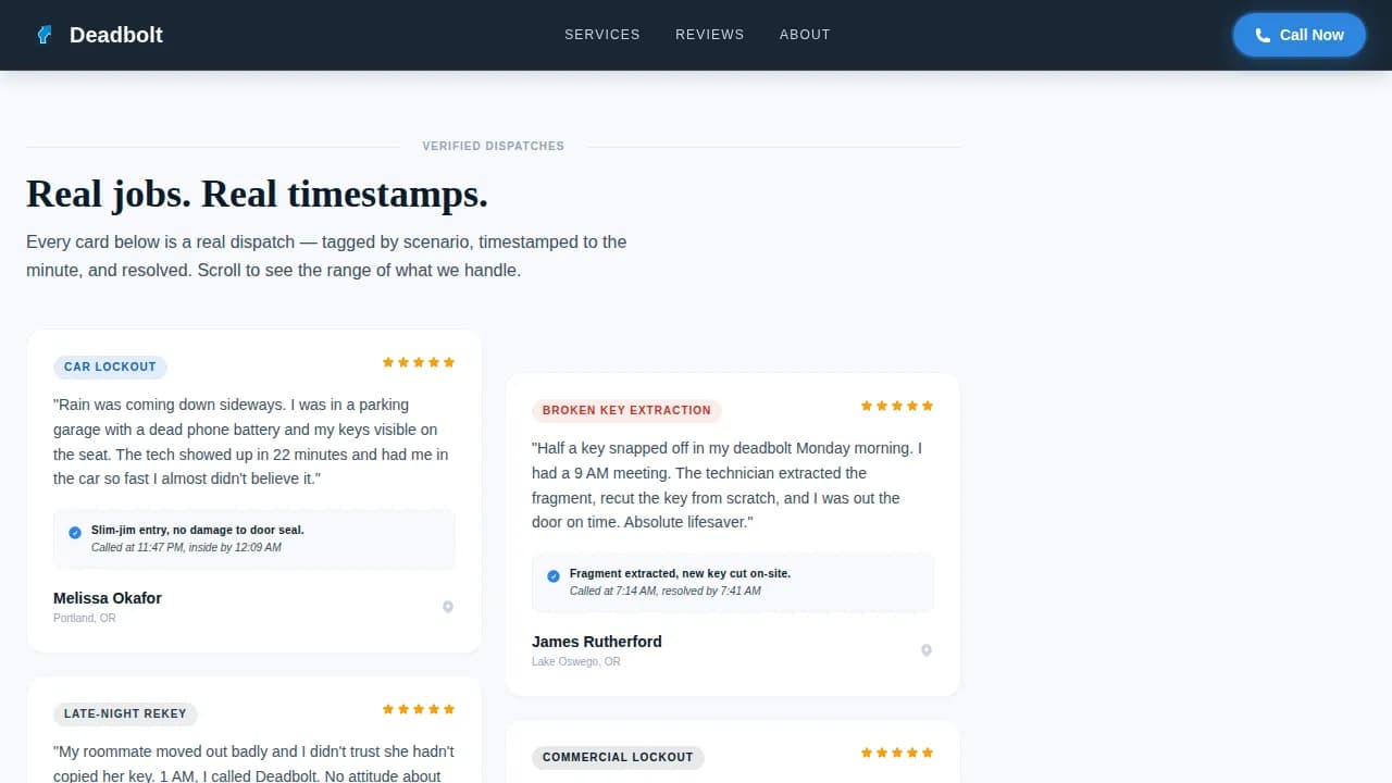 Locksmith Marketing Booking Website Template