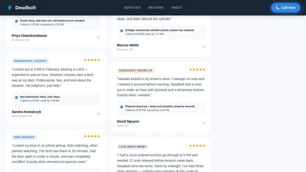 Locksmith Marketing Booking Website Template