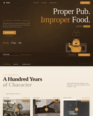 Taps — Authentic Gastropub Reservation Landing Page Template