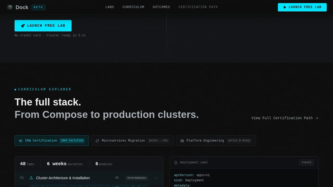 Dock — Advanced Container Orchestration Landing Page Template