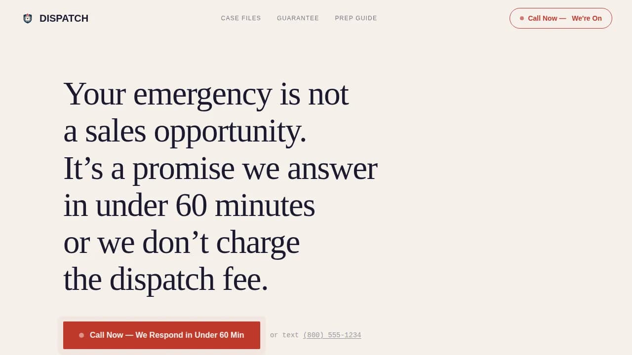 Dispatch - Emergency HVAC Contractor Landing Page Template