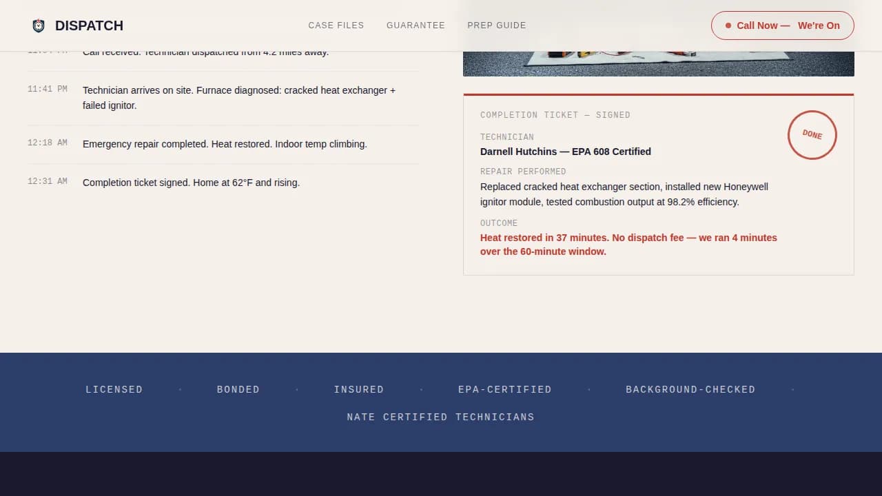 Dispatch - Emergency HVAC Contractor Landing Page Template