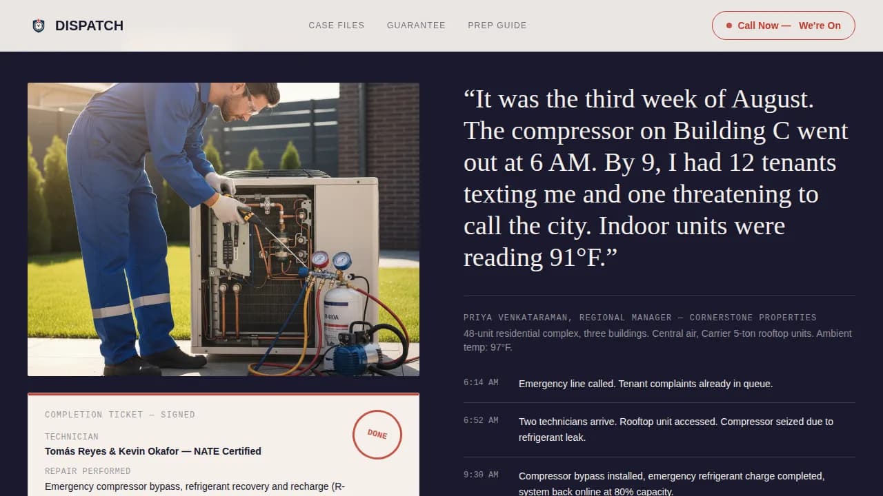 Dispatch - Emergency HVAC Contractor Landing Page Template