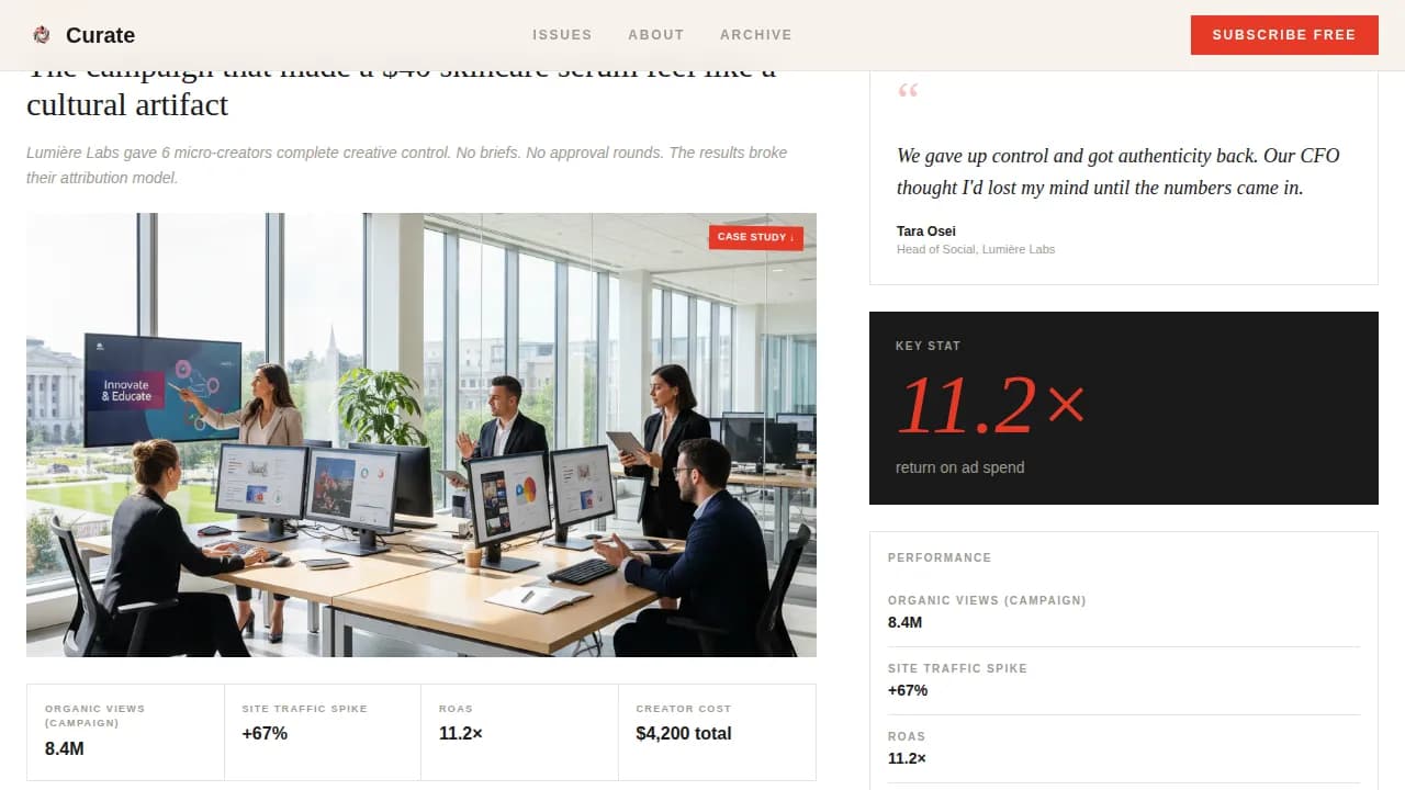 Curate — Influencer Discovery Platform Landing Page Template